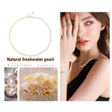 Cultured Freashwater Pearl 14K Gold Plated 925 Sterling Silver Vintage Paper Clip Necklace