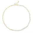 Cultured Freashwater Pearl 14K Gold Plated 925 Sterling Silver Vintage Paper Clip Necklace