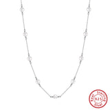 Cultured Freashwater Pearl 14K Gold Plated 925 Sterling Silver White Pearl Necklace