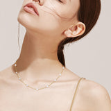 Cultured Freashwater Pearl 14K Gold Plated 925 Sterling Silver White Pearl Necklace