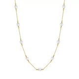 Cultured Freashwater Pearl 14K Gold Plated 925 Sterling Silver White Pearl Necklace
