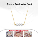 Cultured Freshwater Pearl 14K Gold Plated 925 Sterling Silver Three Pearl Necklace