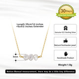 Cultured Freshwater Pearl 14K Gold Plated 925 Sterling Silver Three Pearl Necklace