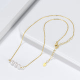 Cultured Freshwater Pearl 14K Gold Plated 925 Sterling Silver Three Pearl Necklace