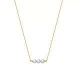 Cultured Freshwater Pearl 14K Gold Plated 925 Sterling Silver Three Pearl Necklace