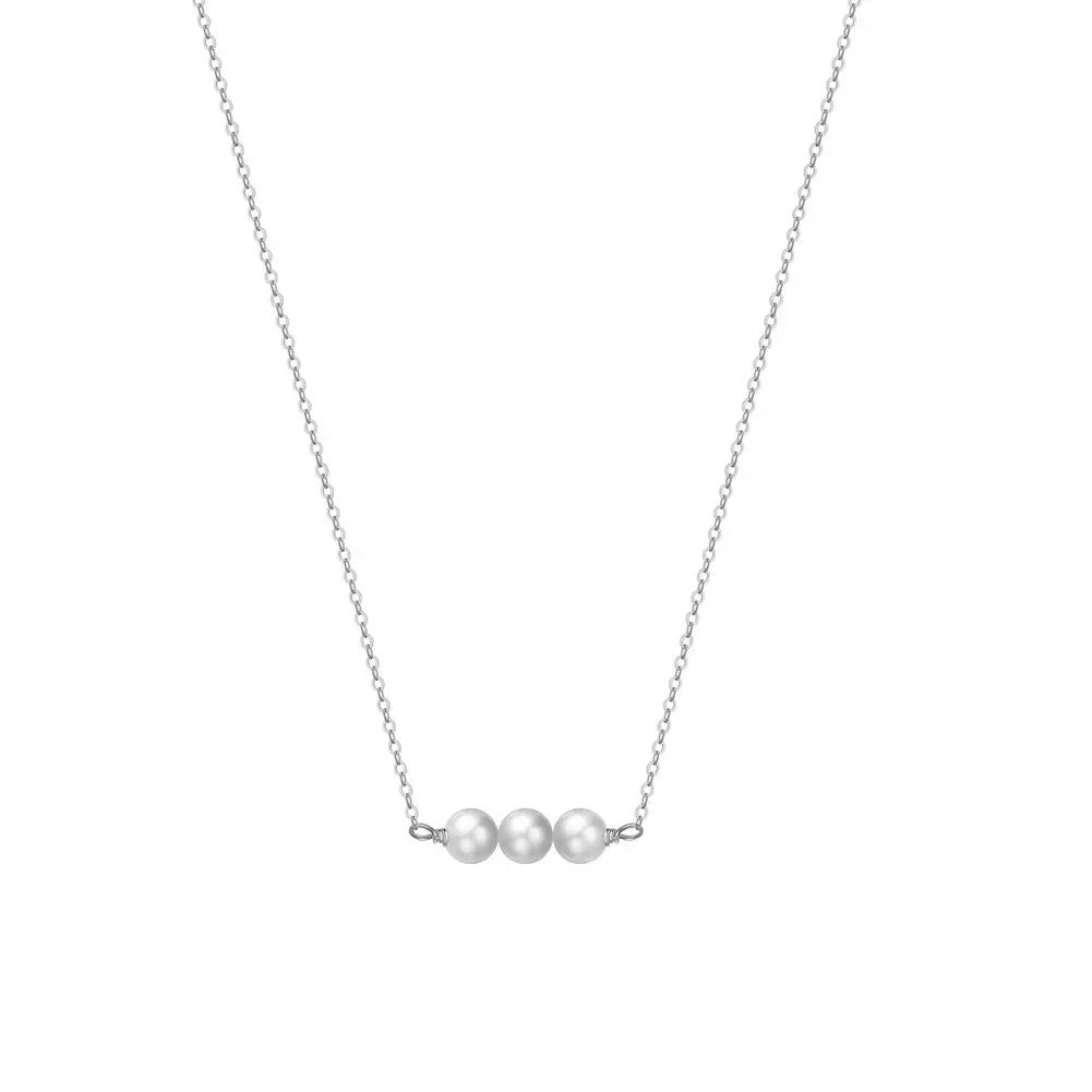 Cultured Freshwater Pearl 14K Gold Plated 925 Sterling Silver Three Pearl Necklace