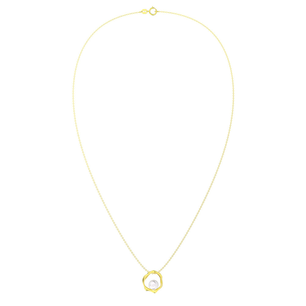 Cultured Freashwater Pear 14K Gold Plated 925 Sterling Silver Flower Shaped Necklace