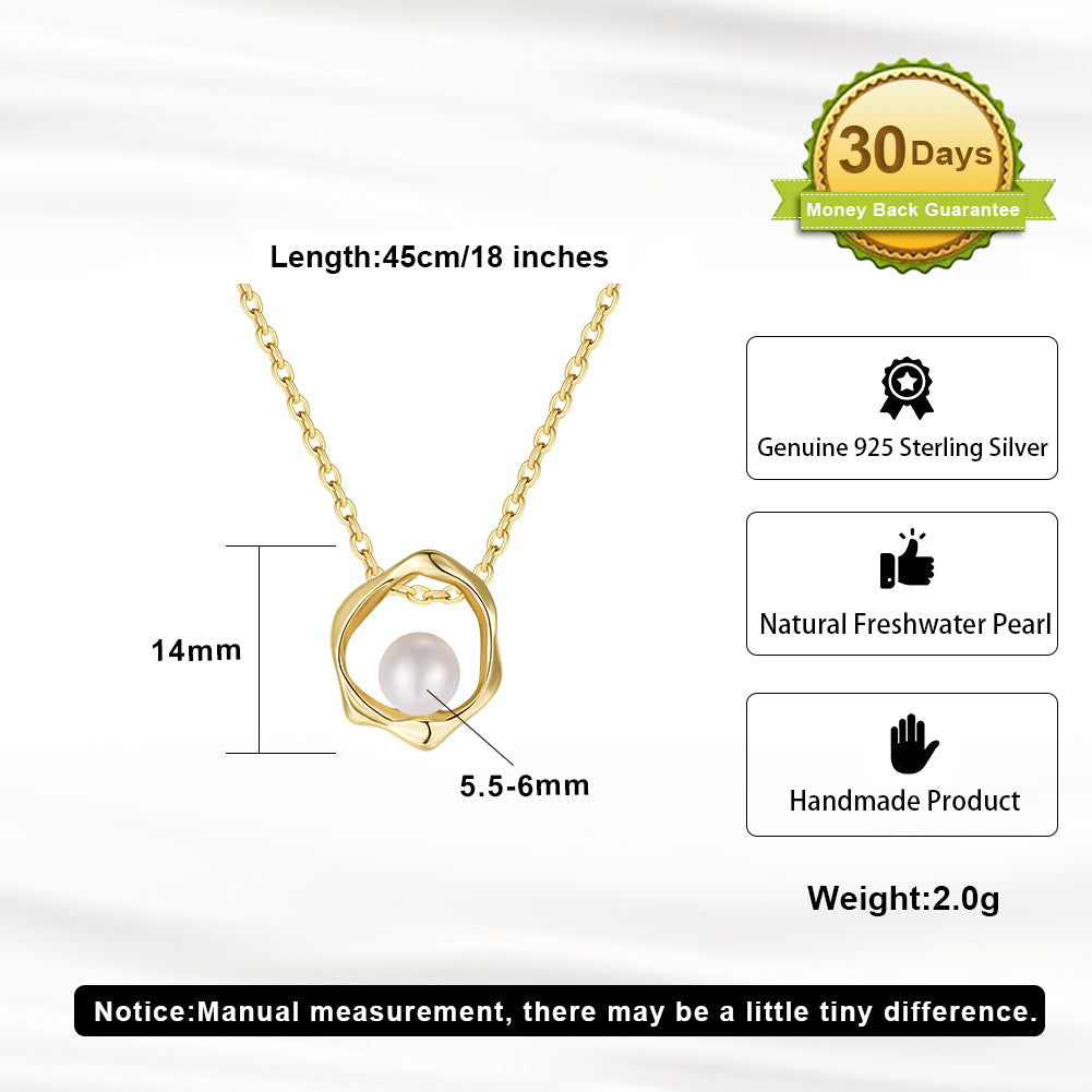 Cultured Freashwater Pear 14K Gold Plated 925 Sterling Silver Flower Shaped Necklace