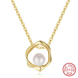 Cultured Freashwater Pear 14K Gold Plated 925 Sterling Silver Flower Shaped Necklace