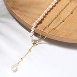 Cultured Freshwater Pearl 925 Sterling Silver 14K Gold Plated French Vintage Double-layer Necklace