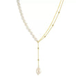 Cultured Freshwater Pearl 925 Sterling Silver 14K Gold Plated French Vintage Double-layer Necklace