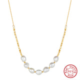 Cultured Freshwater Pearl 14K Gold Plated 925 Sterling Silver Patchwork Necklace