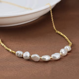 Cultured Freshwater Pearl 14K Gold Plated 925 Sterling Silver Patchwork Necklace