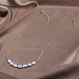 Cultured Freshwater Pearl 14K Gold Plated 925 Sterling Silver Patchwork Necklace