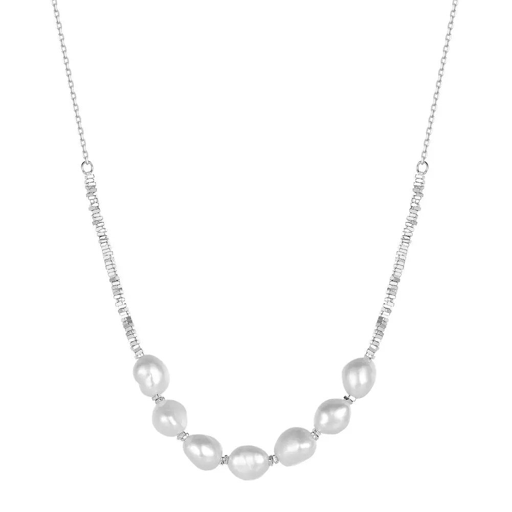 Cultured Freshwater Pearl 14K Gold Plated 925 Sterling Silver Patchwork Necklace