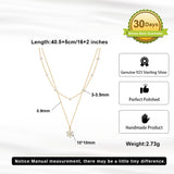 Cultured Freshwater Pearl 14K Gold Plated 925 Sterling Silver Flower Double Necklace