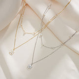 Cultured Freshwater Pearl 14K Gold Plated 925 Sterling Silver Flower Double Necklace