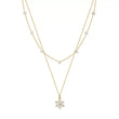 Cultured Freshwater Pearl 14K Gold Plated 925 Sterling Silver Flower Double Necklace