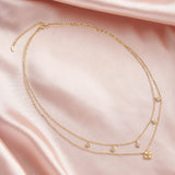Cultured Freashwater Pearl 14K Gold Plated 925 Sterling Silver Four-leaf Clover Star Double Necklace