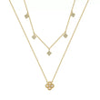 Cultured Freashwater Pearl 14K Gold Plated 925 Sterling Silver Four-leaf Clover Star Double Necklace