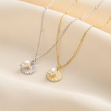 Cultured Freashwater Pearl 925 Sterling Silver 14K Gold Plated Ocean Summer Necklace