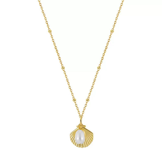Cultured Freashwater Pearl 925 Sterling Silver 14K Gold Plated Ocean Summer Necklace