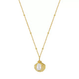 Cultured Freashwater Pearl 925 Sterling Silver 14K Gold Plated Ocean Summer Necklace