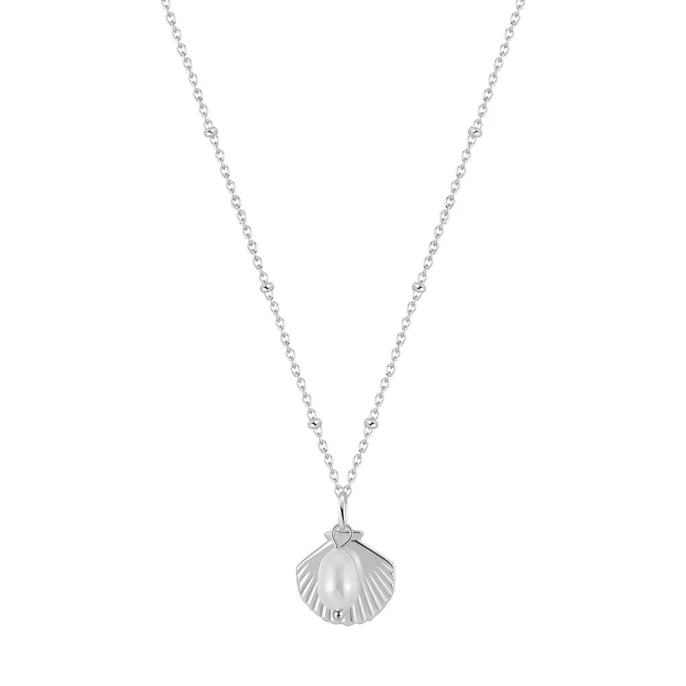 Cultured Freashwater Pearl 925 Sterling Silver 14K Gold Plated Ocean Summer Necklace