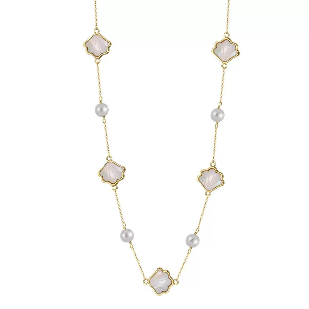Cultured Freashwater Pearl 925 Sterling Silver Natural Shell Necklace