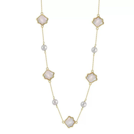 Cultured Freashwater Pearl 925 Sterling Silver Natural Shell Necklace