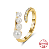 Cultured Freashwater Pear 14K Gold Plated 925 Sterling Silver Adjustable Ring