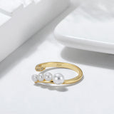 Cultured Freashwater Pear 14K Gold Plated 925 Sterling Silver Adjustable Ring
