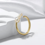 Cultured Freashwater Pear 14K Gold Plated 925 Sterling Silver Adjustable Ring