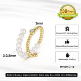 Natural Freshwater Pearl 925 Silver 14K Gold-plated Zircon Adjustable Open Ring