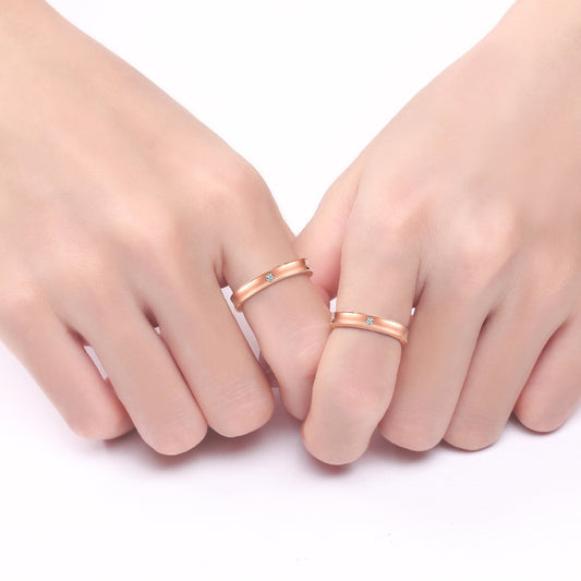 TWINKLE QUEEN Gold Plated S925 Silver Promise Ring Couple Wedding Engagement  Band for Women Men Lovers  Bridal Jewelry Gifts