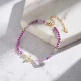 Natural Freshwater Pearl 925 Sterling Silver Purple Mica Bracelet
