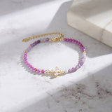 Natural Freshwater Pearl 925 Sterling Silver Purple Mica Bracelet