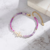Natural Freshwater Pearl 925 Sterling Silver Purple Mica Bracelet