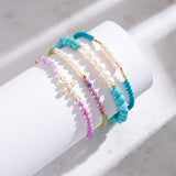 Natural Freshwater Pearl 925 Sterling Silver Purple Mica Bracelet