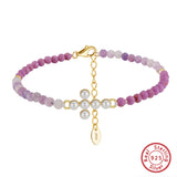 Natural Freshwater Pearl 925 Sterling Silver Purple Mica Bracelet