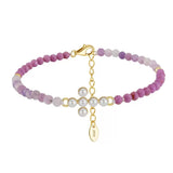 Natural Freshwater Pearl 925 Sterling Silver Purple Mica Bracelet