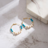 Natural Freshwater Pearl Turquoise 14K Gold Plated 925 Sterling Silver Earrings