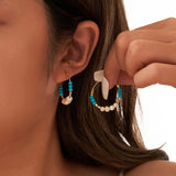 Natural Freshwater Pearl Turquoise 14K Gold Plated 925 Sterling Silver Earrings