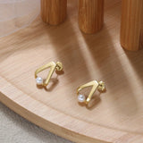 Cultured Freashwater Pear 14K Gold Plated 925 Sterling Silver Triangle Earrings