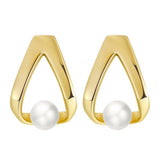 Cultured Freashwater Pear 14K Gold Plated 925 Sterling Silver Triangle Earrings