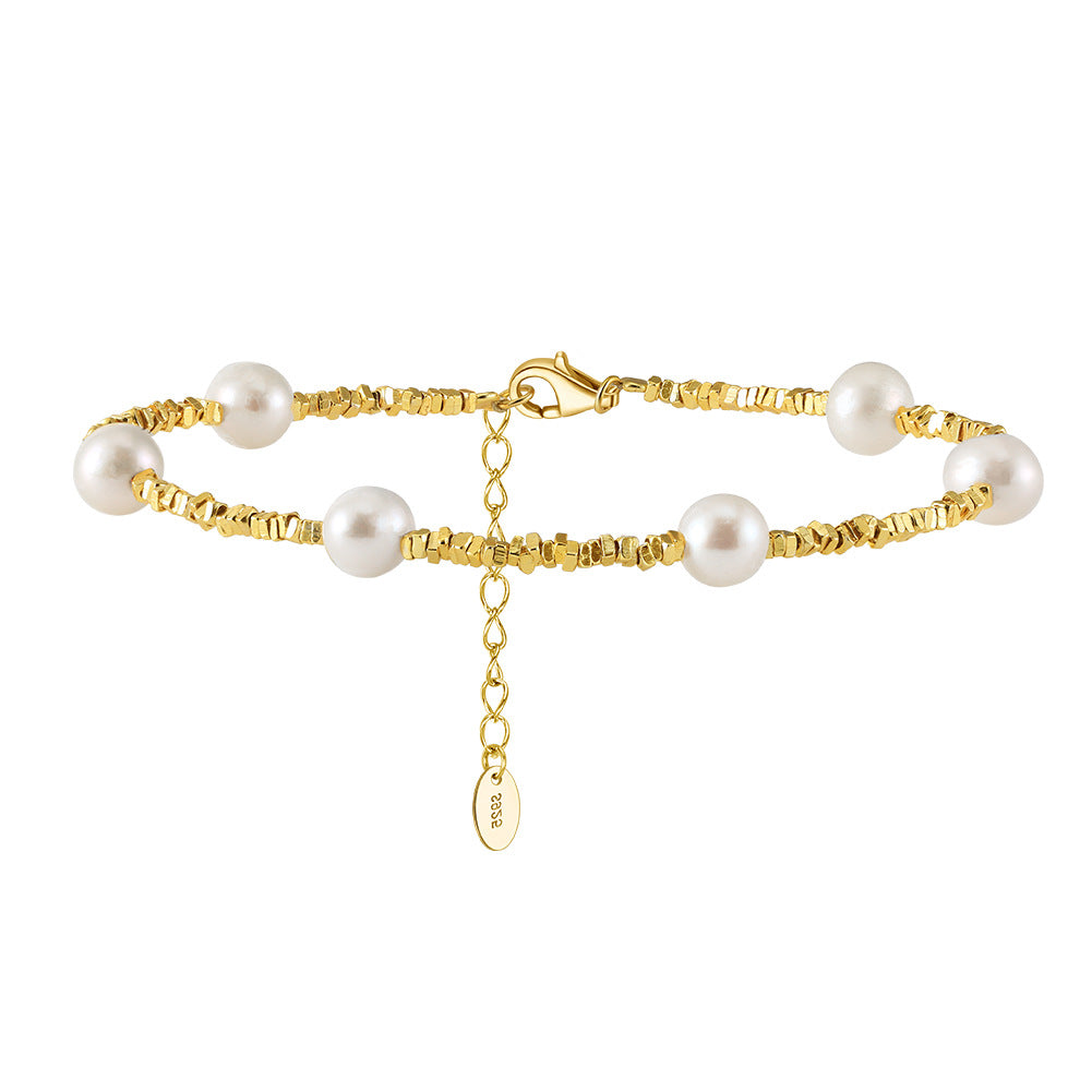Cultured Freshwater Pearl Irregular 925 Silver Vintage Bracelet