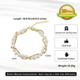 Shell Pearl 14K Gold Plated 925 Sterling Silver Shell Bead Wrap Bracelet