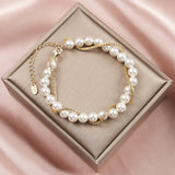 Shell Pearl 14K Gold Plated 925 Sterling Silver Shell Bead Wrap Bracelet