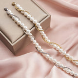 Shell Pearl 14K Gold Plated 925 Sterling Silver Shell Bead Wrap Bracelet