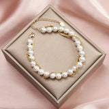 Shell Pearl 14K Gold Plated 925 Sterling Silver Shell Bead Wrap Bracelet